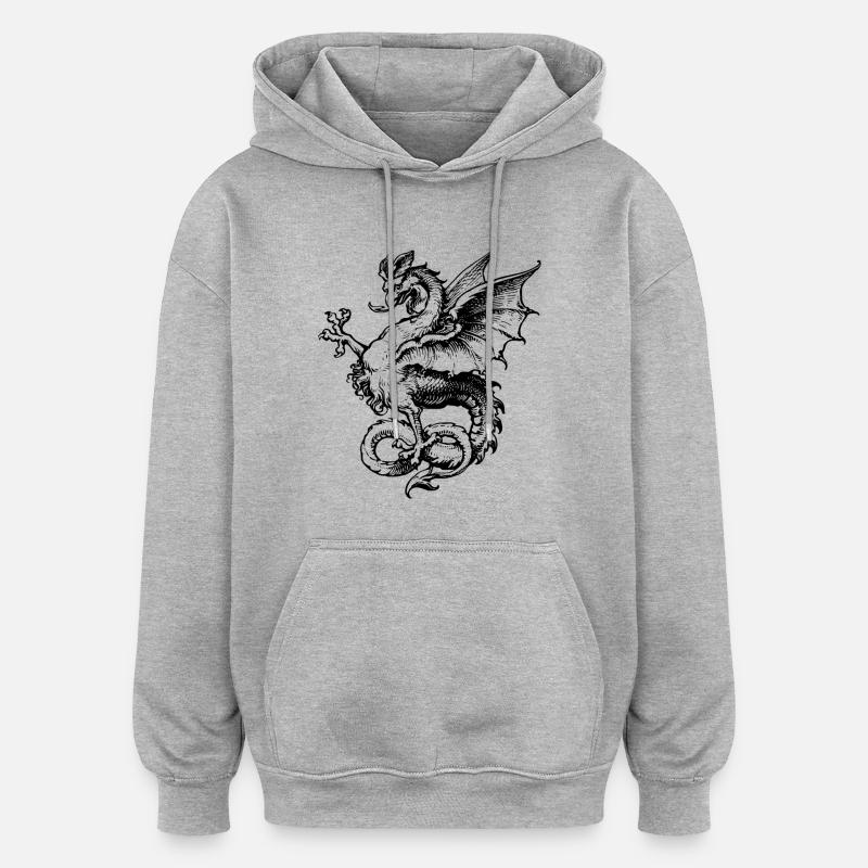 Drache - Oversized Unisex Hoodie - Grau meliert