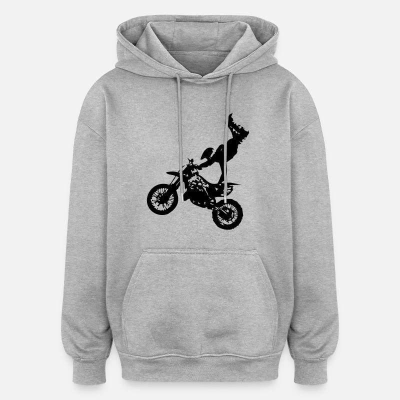 moto de cross6 - Sweat à capuche oversize unisexe - gris chiné