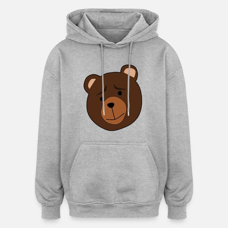 ours en peluche - Sweat à capuche oversize unisexe - gris chiné