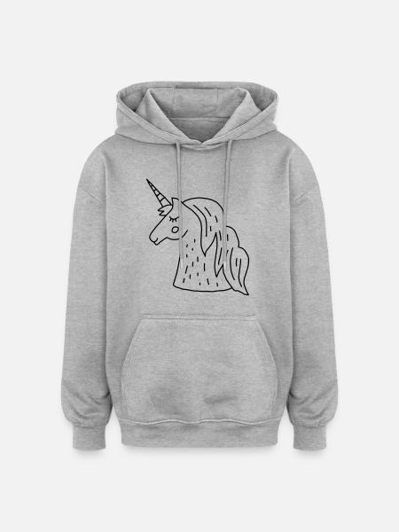 Einhorn - Oversized Unisex Hoodie - Grau meliert