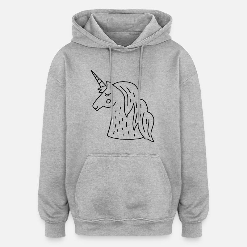 licorne - Sweat à capuche oversize unisexe - gris chiné