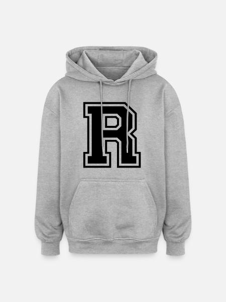 R - Oversized Unisex Hoodie - Grau meliert