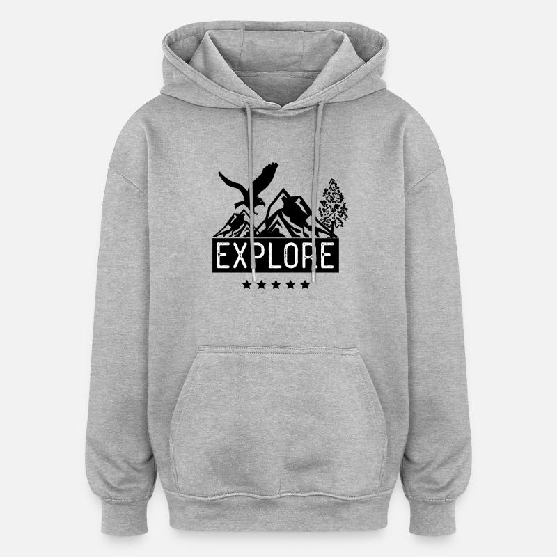 Explore - Oversized Unisex Hoodie - heather grey