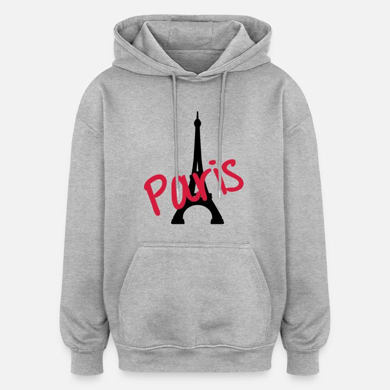 Tour Eiffel Paris - Sweat à capuche oversize unisexe - gris chiné