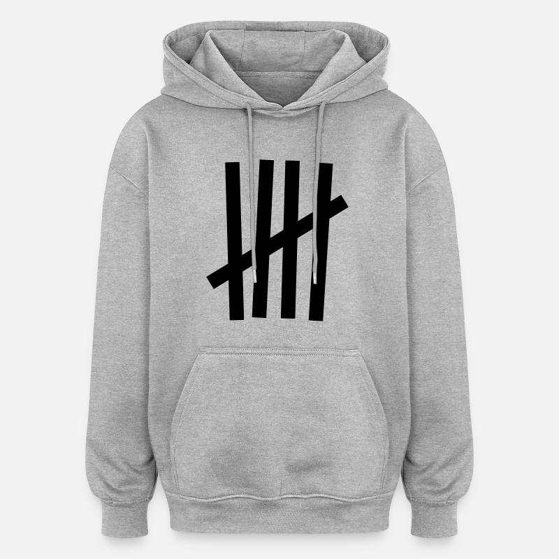 Tally 5 coups - Sweat à capuche oversize unisexe - gris chiné