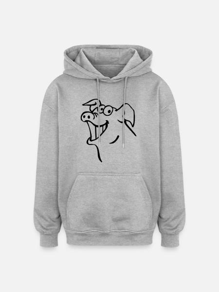 Pig laughs - Oversized Unisex Hoodie - heather grey