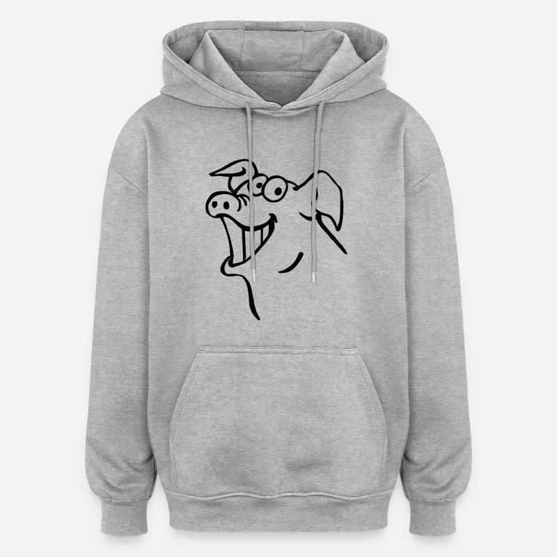 Porc qui rit - Sweat à capuche oversize unisexe - gris chiné