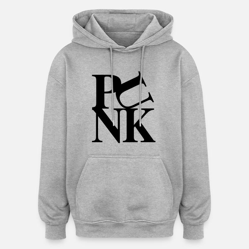 Punk - Sweat à capuche oversize unisexe - gris chiné