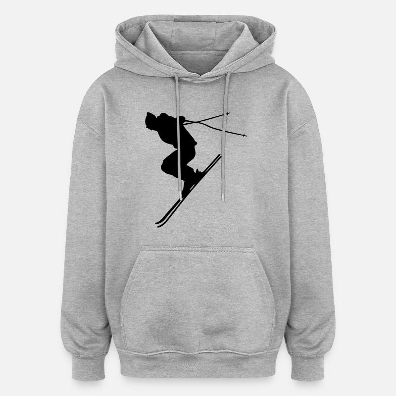 ski alpin - Sweat à capuche oversize unisexe - gris chiné