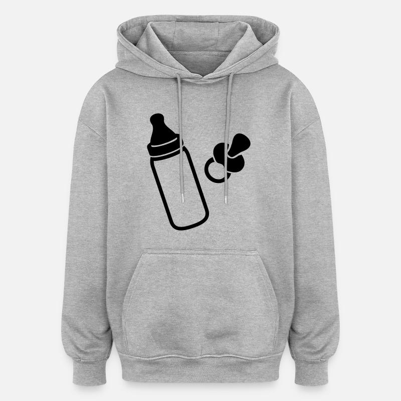 schnuller_und_flasche_f1 - Sweat à capuche oversize unisexe - gris chiné