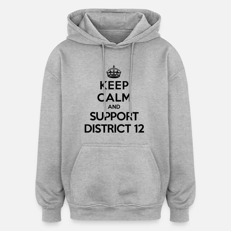Keep calm and support District 12 (Hunger Games) - Oversized Unisex Hoodie - Grau meliert