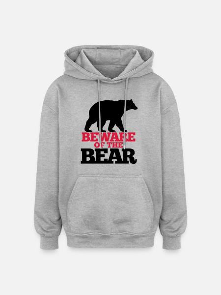 Bär Wild T-Shirt - Oversized Unisex Hoodie - Grau meliert