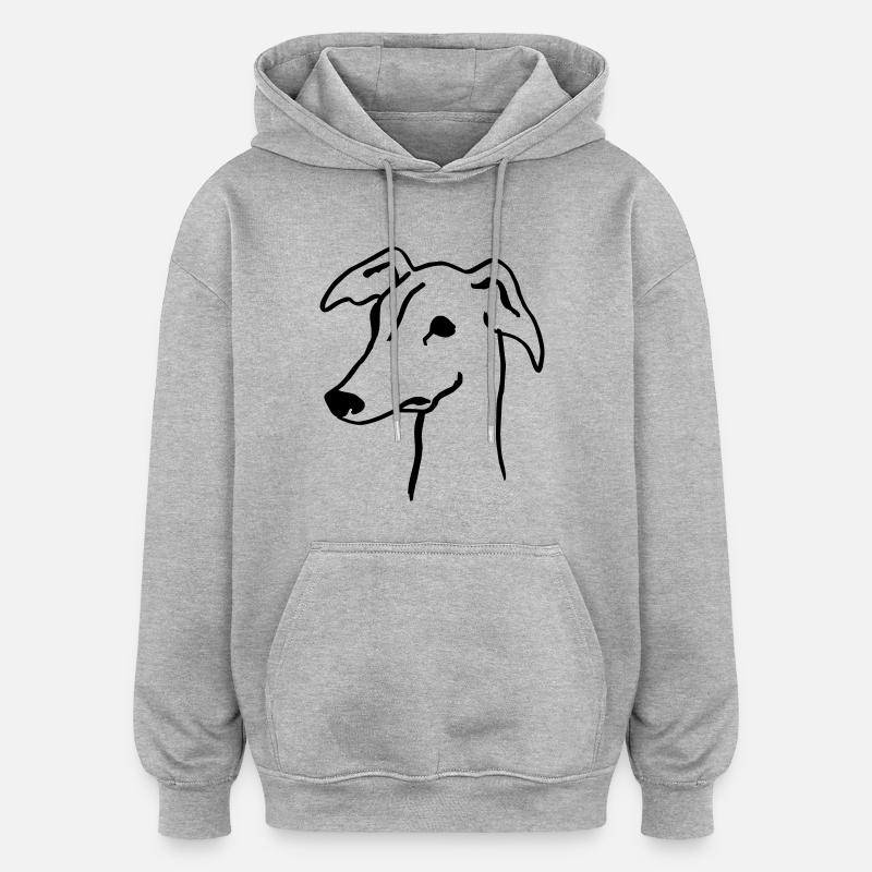Windhund - Oversized Unisex Hoodie - Grau meliert