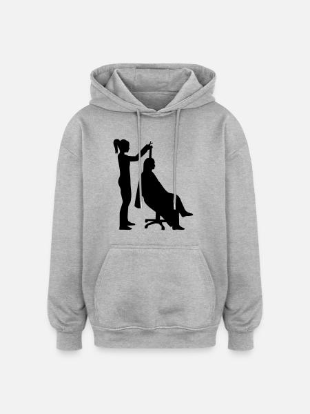 Coiffeur - Sweat à capuche oversize unisexe - gris chiné