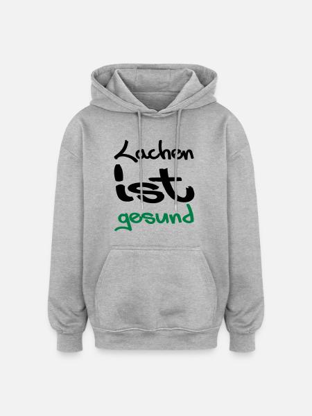 lachen ist gesund - Oversized Unisex Hoodie - Grau meliert