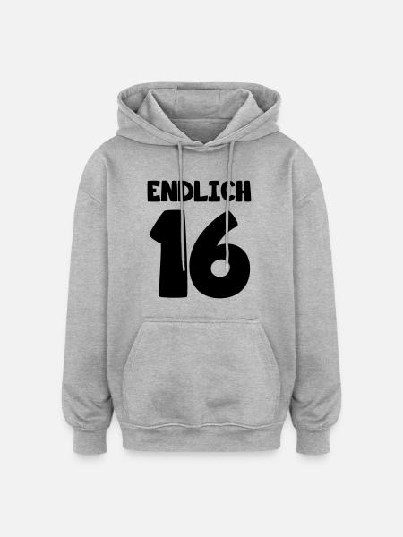 endlich16 - Oversized Unisex Hoodie - Grau meliert