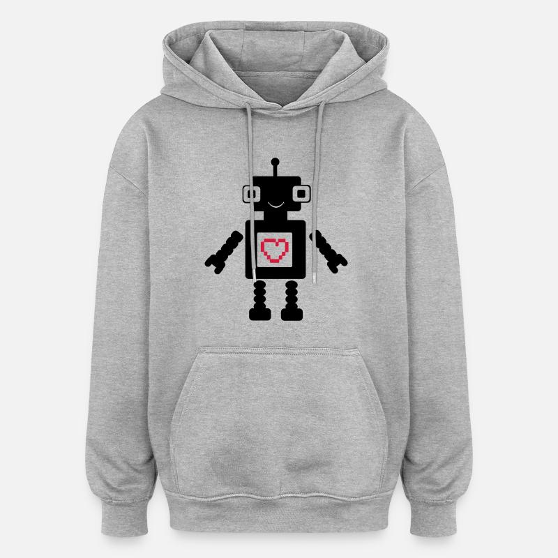 roboter_love_02 - Sweat à capuche oversize unisexe - gris chiné