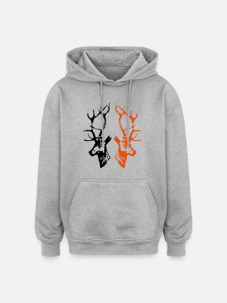 hirsche - Oversized Unisex Hoodie - Grau meliert
