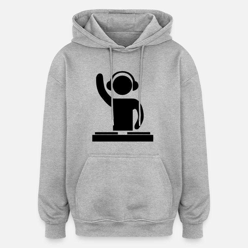 Hey DJ - Sweat à capuche oversize unisexe - gris chiné