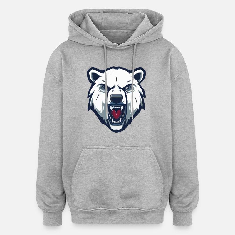 ours blanc - Sweat à capuche oversize unisexe - gris chiné