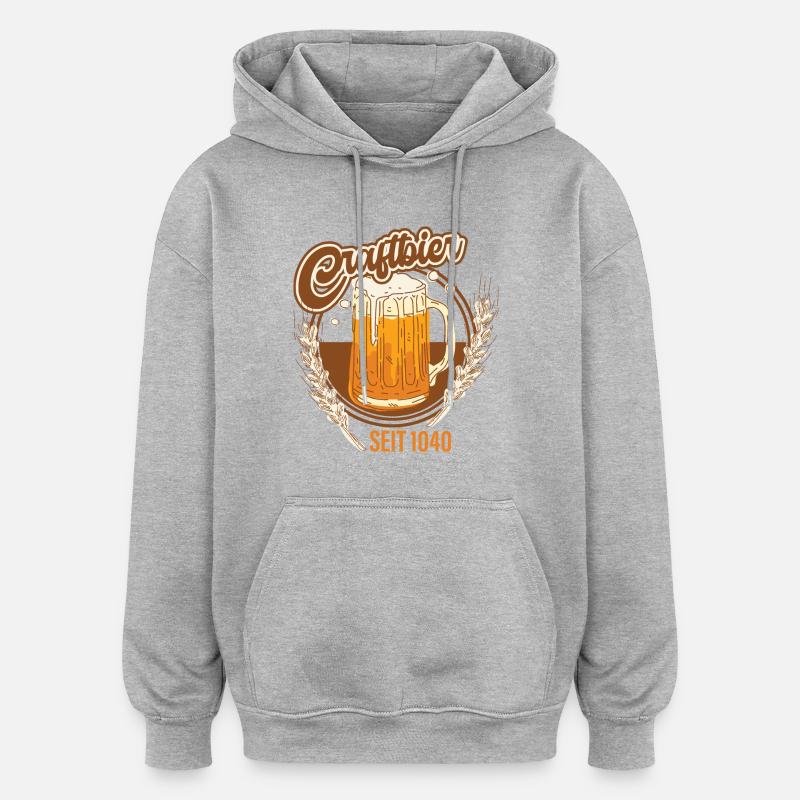 CRAFTBIER - Oversized Unisex Hoodie - Grau meliert