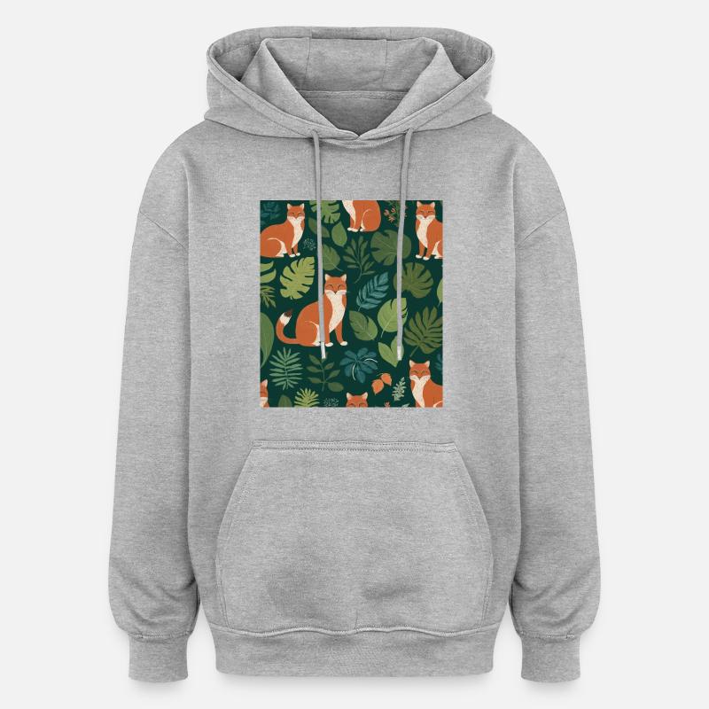 Ein Fuchs zwischen den Blättern - Oversized Unisex Hoodie - Grau meliert