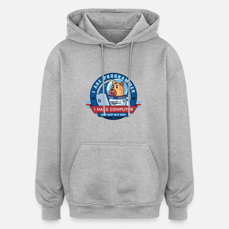 Ich bin Programmierer - Oversized Unisex Hoodie - Grau meliert