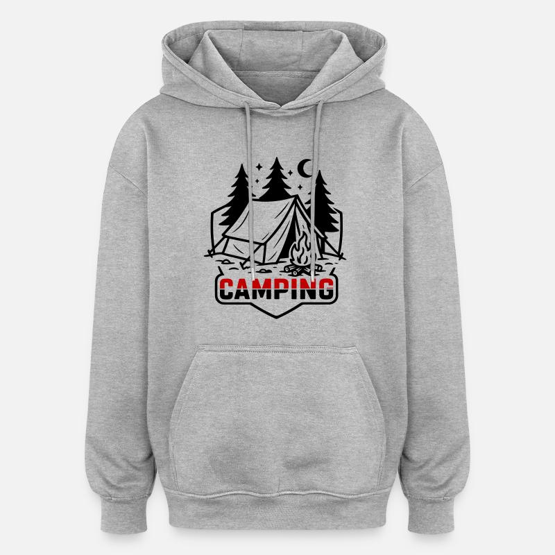 Tente de camping Nature - Sweat à capuche oversize unisexe - gris chiné