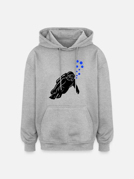 Diver Silhouette - Oversized Unisex Hoodie - heather grey