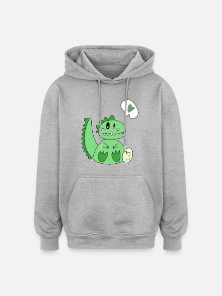 Dinomom's Little Heart - Oversized Unisex Hoodie - heather grey