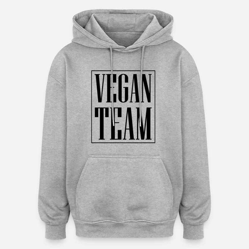 Équipe végétalienne - Sweat à capuche oversize unisexe - gris chiné
