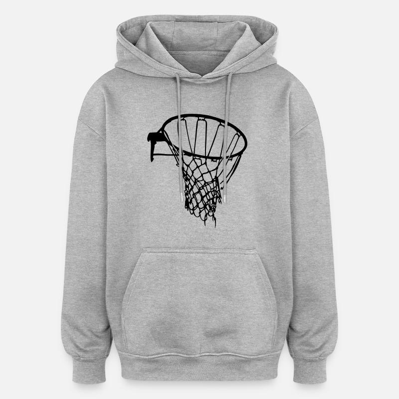 basket net raw basket-ball - Sweat à capuche oversize unisexe - gris chiné