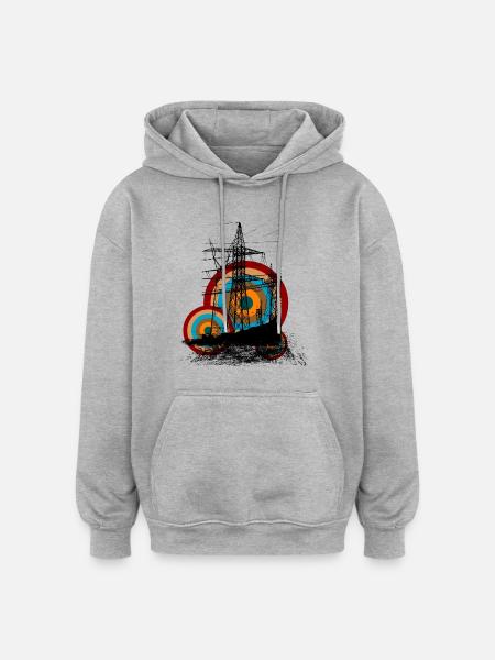 electric - Oversized Unisex Hoodie - Grau meliert