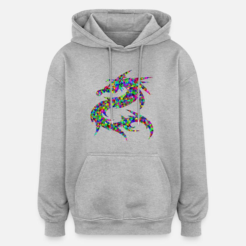 dragon - Sweat à capuche oversize unisexe - gris chiné