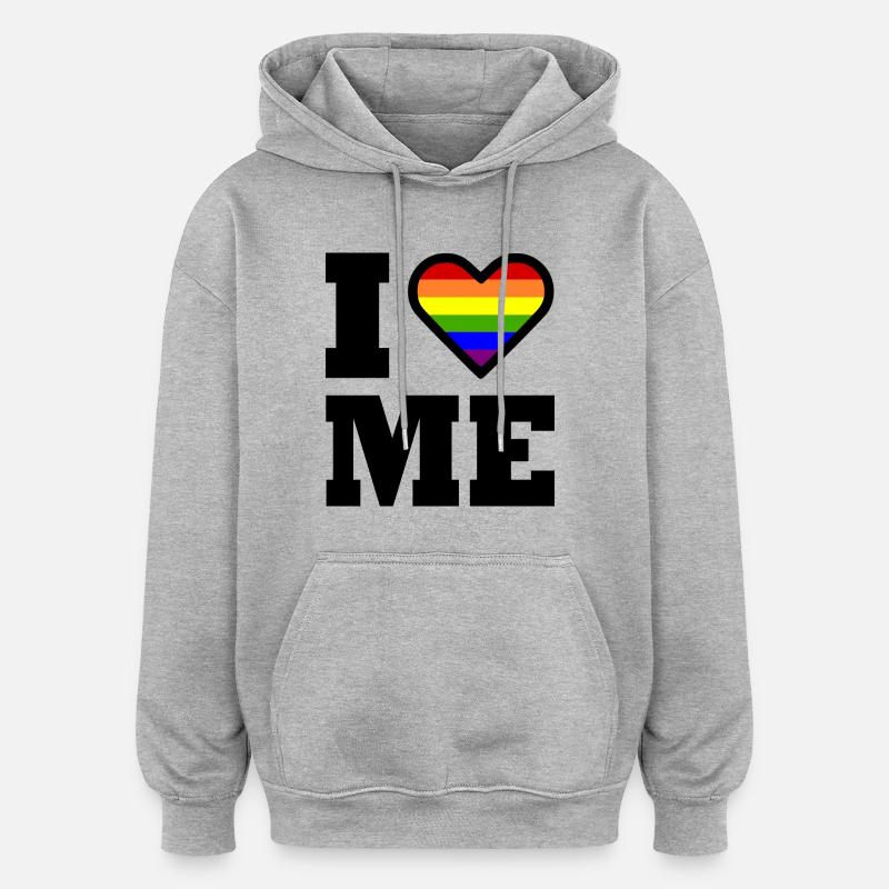 I love me - Sweat à capuche oversize unisexe - gris chiné