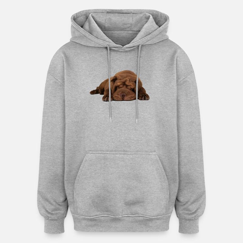 Shar-Pei - Sweat à capuche oversize unisexe - gris chiné