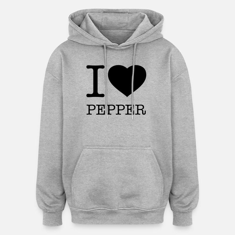 J’AIME LE POIVRE Pfeffer - Sweat à capuche oversize unisexe - gris chiné