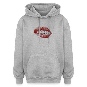 Lips - Sweat à capuche oversize unisexe - gris chiné - Devant - Noah (186cm)