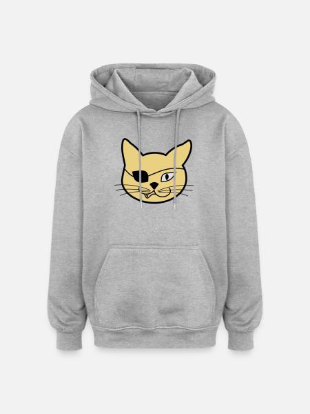 Pirate Kitteh - Oversized Unisex Hoodie - Grau meliert