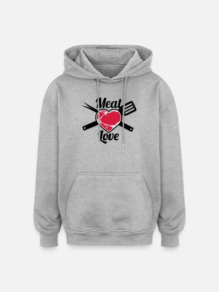 Meat Love - Oversized Unisex Hoodie - Grau meliert