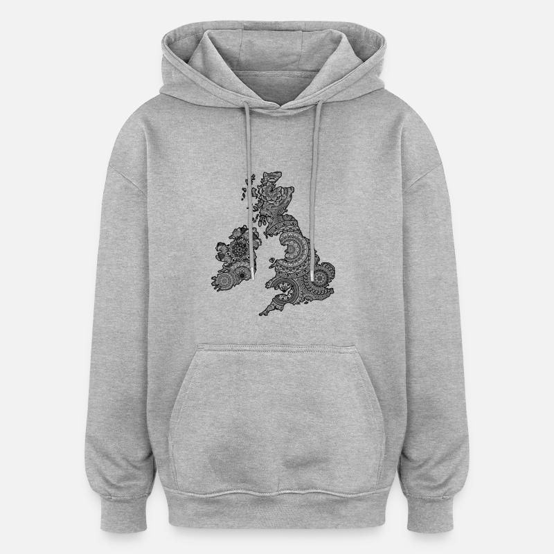 Mandala du Royaume-Uni - Sweat à capuche oversize unisexe - gris chiné
