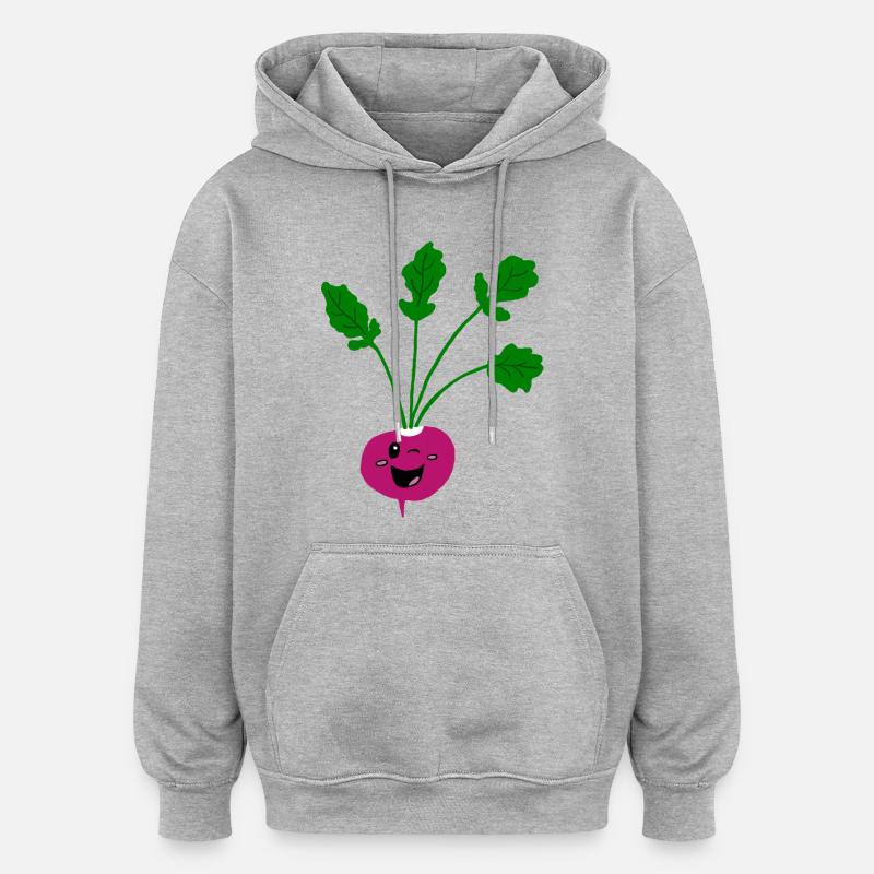 Radis mignons - Sweat à capuche oversize unisexe - gris chiné