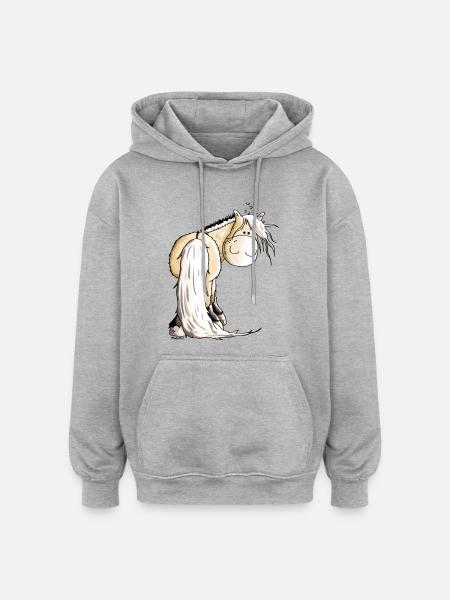 Hauska Norja Vuonohevonen - Unisex oversize huppari - harmaasävyinen