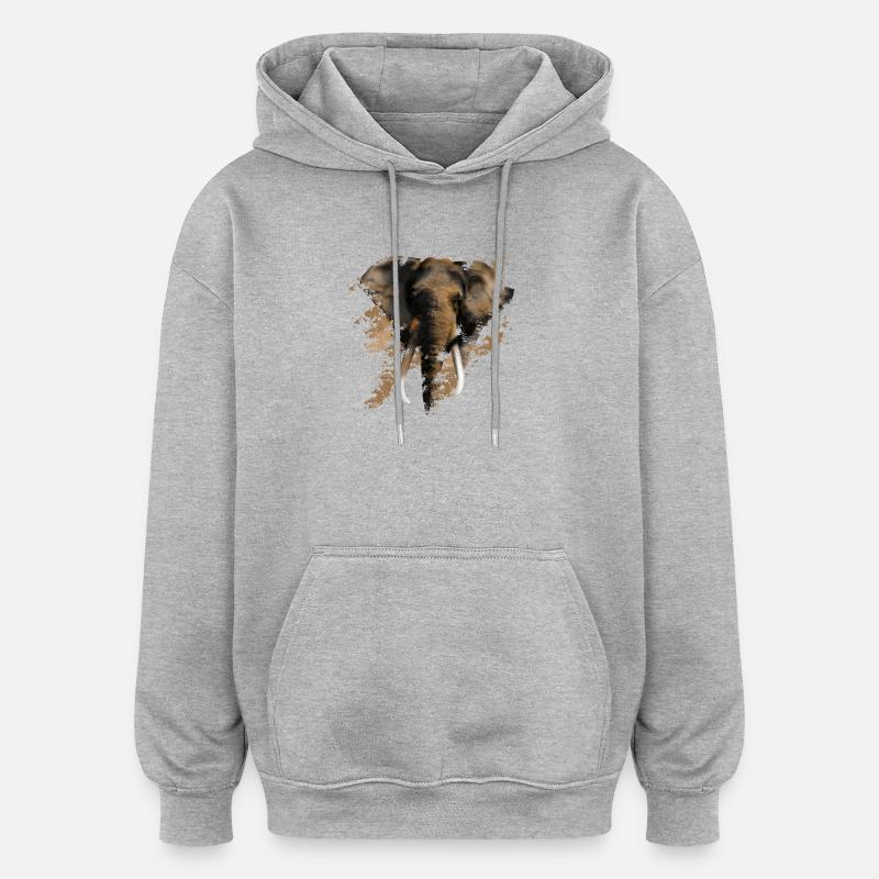 éléphant - Sweat à capuche oversize unisexe - gris chiné