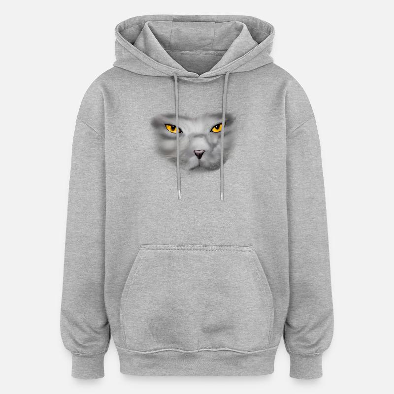chat - Sweat à capuche oversize unisexe - gris chiné