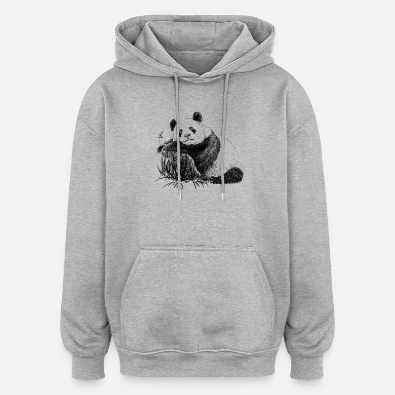 Panda - Sweat à capuche oversize unisexe - gris chiné