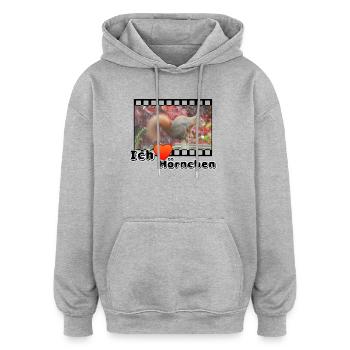Liebe Tierfreund Eichhoernchen Tiere Spruch - Oversized Unisex Hoodie - Grau meliert - Vorne - Noah (186cm)