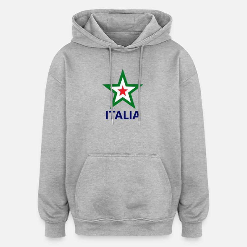 Drapeau italien avec motif étoile - Sweat à capuche oversize unisexe - gris chiné