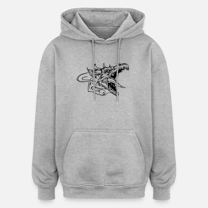 drache - Sweat à capuche oversize unisexe - gris chiné