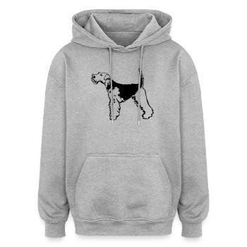 Welsh Terrier - Oversized Unisex Hoodie - heather grey - Front - Noah (186cm)